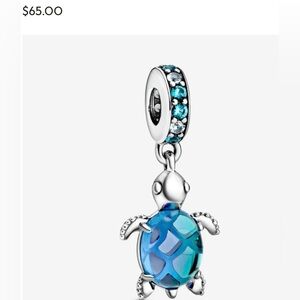 Pandora Sea Turtle Dangle Charm with Pandora 18“ Cable Chain.